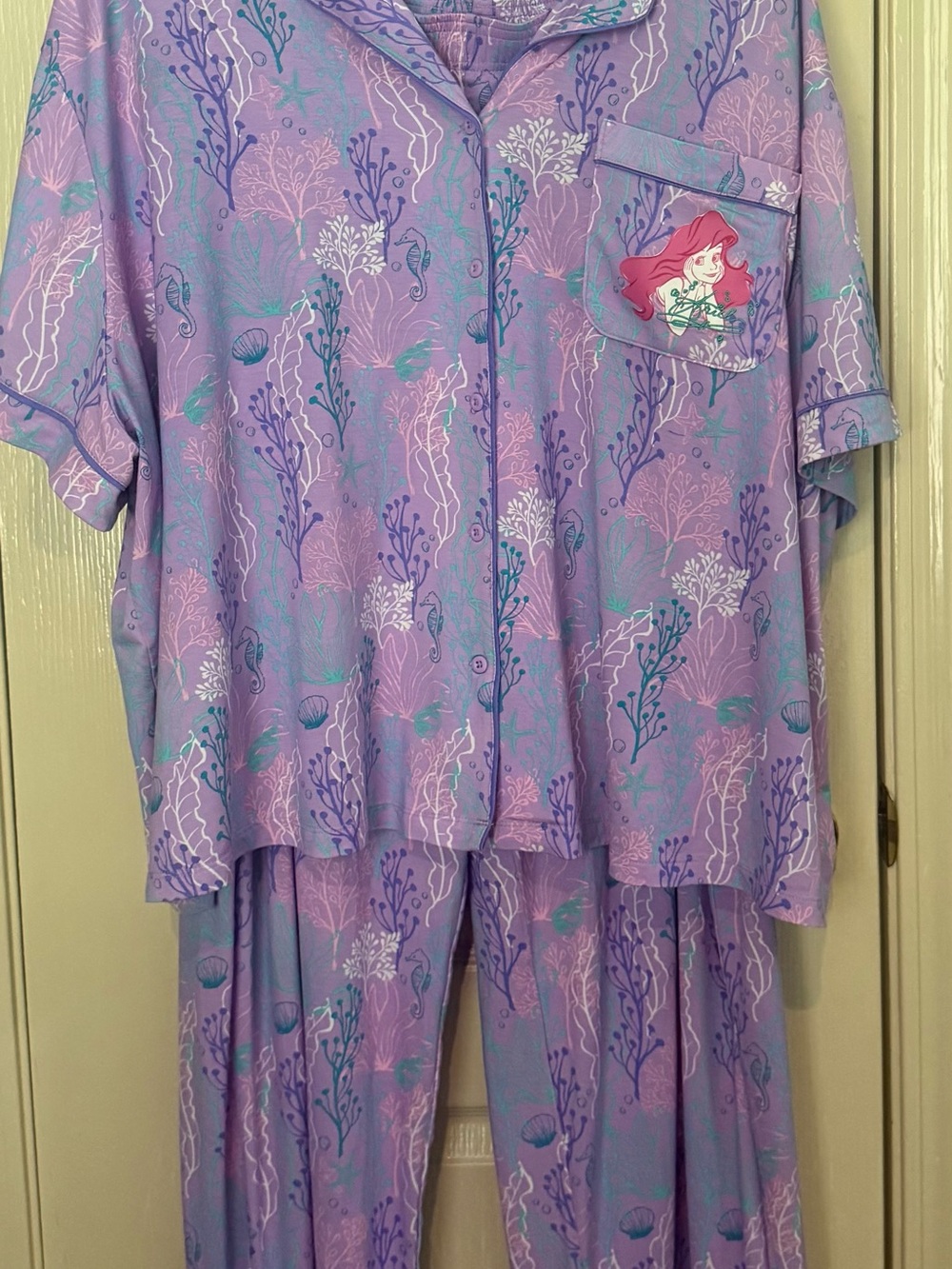 Disney Lavender & Aqua Floral Little Mermaid Pajama Set - Picture 4 of 6